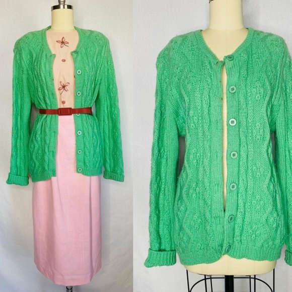 Vintage Sweaters - Vintage 70s Button Up Knitted Cardigan by Janzten
